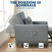 DIVANO LETTO PIEGHEVOLE CONVERTIBILE CON SCHIENALE REGOLABILE E CUSCINO, GRIGIO