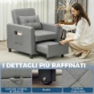 DIVANO LETTO PIEGHEVOLE CONVERTIBILE CON SCHIENALE REGOLABILE E CUSCINO, GRIGIO