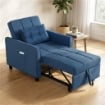 POLTRONA LETTO PIEGHEVOLE CON SCHIENALE REGOLABILE E CUSCINO, BLU