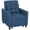 POLTRONA LETTO PIEGHEVOLE CON SCHIENALE REGOLABILE E CUSCINO, BLU