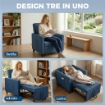 POLTRONA LETTO PIEGHEVOLE CON SCHIENALE REGOLABILE E CUSCINO, BLU