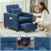 POLTRONA LETTO PIEGHEVOLE CON SCHIENALE REGOLABILE E CUSCINO, BLU