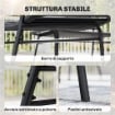 SET MOBILI GIARDINO RATTAN 4 PEZZI, DIVANO ESTERNO CON TAVOLINO METALLO, NERO