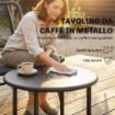 SET MOBILI GIARDINO RATTAN 4 PEZZI, DIVANO ESTERNO CON TAVOLINO METALLO, NERO