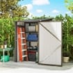 CASETTA DA GIARDINO PORTA ATTREZZI IN ACCIAIO GALVANIZZATO CON PORTA, 100X104X160 CM, MARRONE E GRIGIO SCURO