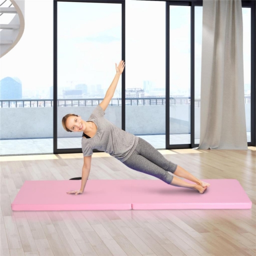 TAPPETINO DA GINNASTICA PIEGHEVOLE, MATERASSINO FITNESS SPESSO 5 CM E ANTISCIVOLO, 180X60X5 CM, ROSA
