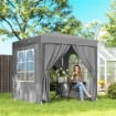 GAZEBO PIEGHEVOLE 2X2 M CON 4 PARETI RIMOVIBILI IN METALLO E POLIESTERE, GRIGIO