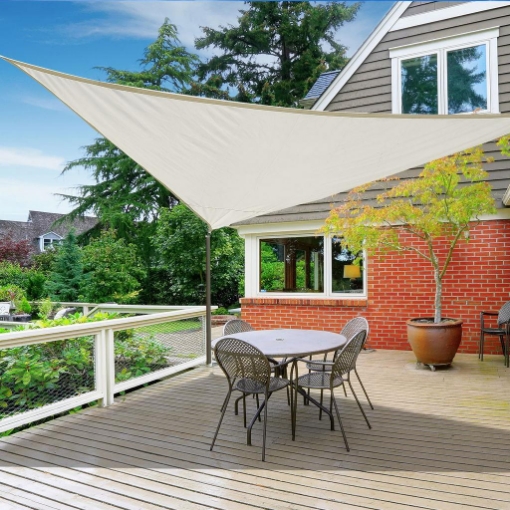 TENDA DA SOLE A VELA OMBREGGIANTE 6 X 6 X 6 MT COLORE CREMA