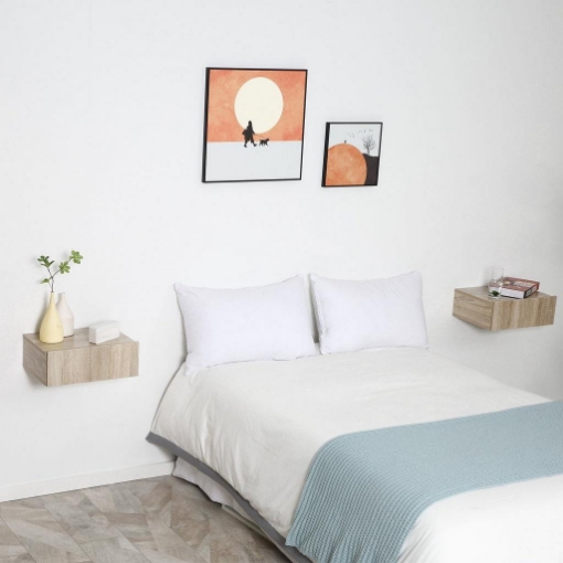 SET 2 COMODINI SOSPESI IN LEGNO COLORE LEGNO