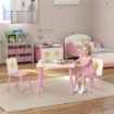 SET ARREDO CAMERETTA CON TAVOLO E 2 SEDIE PER BAMBINI DA 3-8 ANNI CON FANTASIA A STELLE, ROSA