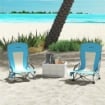 SET 2 SEDIE DA SPIAGGIA PIEGHEVOLI CON BRACCIOLI CON PORTABICCHIERI E BORSA DI TRASPORTO, BLU