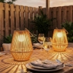 Set di 2 Lampade Solari in Rattan,con Accensione/Spegnimento Automatico, IP44, 16x16x21 cm, Marrone