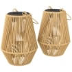 Set di 2 Lampade Solari in Rattan,con Accensione/Spegnimento Automatico, IP44, 16x16x21 cm, Marrone