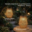 Set di 2 Lampade Solari in Rattan,con Accensione/Spegnimento Automatico, IP44, 16x16x21 cm, Marrone