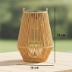 Set di 2 Lampade Solari in Rattan,con Accensione/Spegnimento Automatico, IP44, 16x16x21 cm, Marrone
