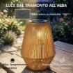 Set di 2 Lampade Solari in Rattan,con Accensione/Spegnimento Automatico, IP44, 16x16x21 cm, Marrone
