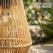 Set di 2 Lampade Solari in Rattan,con Accensione/Spegnimento Automatico, IP44, 16x16x21 cm, Marrone