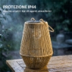 Set di 2 Lampade Solari in Rattan,con Accensione/Spegnimento Automatico, IP44, 16x16x21 cm, Marrone