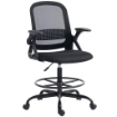 SEDIA DA UFFICIO ERGONOMICA CON SUPPORTO LOMBARE E POGGIAPIEDI, IN TESSUTO E ACCIAIO, 58X63X105-126 CM, NERO