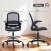 SEDIA DA UFFICIO ERGONOMICA CON SUPPORTO LOMBARE E POGGIAPIEDI, IN TESSUTO E ACCIAIO, 58X63X105-126 CM, NERO