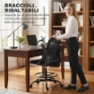 SEDIA DA UFFICIO ERGONOMICA CON SUPPORTO LOMBARE E POGGIAPIEDI, IN TESSUTO E ACCIAIO, 58X63X105-126 CM, NERO