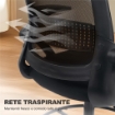 SEDIA DA UFFICIO ERGONOMICA CON SUPPORTO LOMBARE E POGGIAPIEDI, IN TESSUTO E ACCIAIO, 58X63X105-126 CM, NERO