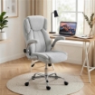 SEDIA ERGONOMICA, SCHIENALE ALTO VELLUTO STAMPATO, BRACCIOLI RIBALTABILI, BIANCO CREMA