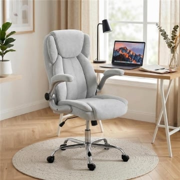 SEDIA ERGONOMICA, SCHIENALE ALTO VELLUTO STAMPATO, BRACCIOLI RIBALTABILI, BIANCO CREMA