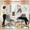 SEDIA ERGONOMICA, SCHIENALE ALTO VELLUTO STAMPATO, BRACCIOLI RIBALTABILI, BIANCO CREMA