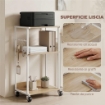 SUPPORTO STAMPANTE A 3 LIVELLI CON RUOTE E GANCI, NATURALE