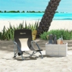SEDIA DA SPIAGGIA PIEGHEVOLE CON SCHIENALE A RETE E PORTABICCHIERI, IN METALLO E TESSUTO OXFORD, 58X55X62 CM, NERO
