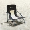 SEDIA DA SPIAGGIA PIEGHEVOLE CON SCHIENALE A RETE E PORTABICCHIERI, IN METALLO E TESSUTO OXFORD, 58X55X62 CM, NERO