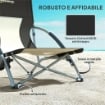 SEDIA DA SPIAGGIA PIEGHEVOLE CON SCHIENALE A RETE E PORTABICCHIERI, IN METALLO E TESSUTO OXFORD, 58X55X62 CM, NERO