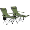 SET 2 SEDIE DA CAMPEGGIO PIEGHEVOLI CON POGGIAPIEDI E PORTABICCHIERI, 82X50/100X88 CM, VERDE
