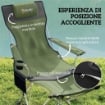 SET 2 SEDIE DA CAMPEGGIO PIEGHEVOLI CON POGGIAPIEDI E PORTABICCHIERI, 82X50/100X88 CM, VERDE