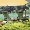 SET 2 SEDIE DA CAMPEGGIO PIEGHEVOLI CON POGGIAPIEDI E PORTABICCHIERI, 82X50/100X88 CM, VERDE
