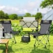 SET 2 SEDIE DA CAMPEGGIO PIEGHEVOLI CON POGGIAPIEDI E PORTABICCHIERI, 82X50/100X88 CM, GRIGIO