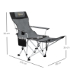 SET 2 SEDIE DA CAMPEGGIO PIEGHEVOLI CON POGGIAPIEDI E PORTABICCHIERI, 82X50/100X88 CM, GRIGIO