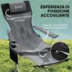 SET 2 SEDIE DA CAMPEGGIO PIEGHEVOLI CON POGGIAPIEDI E PORTABICCHIERI, 82X50/100X88 CM, GRIGIO