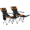 SET 2 SEDIE DA CAMPEGGIO PIEGHEVOLI CON POGGIAPIEDI E PORTABICCHIERI, 82X50/100X88 CM, NERO E ARANCIONE