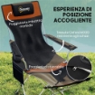 SET 2 SEDIE DA CAMPEGGIO PIEGHEVOLI CON POGGIAPIEDI E PORTABICCHIERI, 82X50/100X88 CM, NERO E ARANCIONE