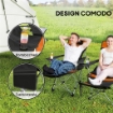 SET 2 SEDIE DA CAMPEGGIO PIEGHEVOLI CON POGGIAPIEDI E PORTABICCHIERI, 82X50/100X88 CM, NERO E ARANCIONE