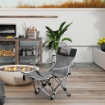 SEDIA DA CAMPEGGIO PIEGHEVOLE CON POGGIAPIEDI STACCABILE, PORTABICCHIERI E TASCA LATERALE, 82X100X88 CM, NERO