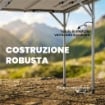 Tavolo da Campeggio Quadrato Pieghevole in Metallo e HDPE, 86x86x74 cm, Bianco