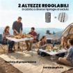 Tavolo da Campeggio Quadrato Pieghevole in Metallo e HDPE, 86x86x74 cm, Bianco