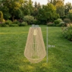 Lampada Solare Impermeabile con Accensione Automatica, in Rattan e Acciaio, 35x35x55 cm, Giallo