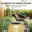 Lampada Solare Impermeabile con Accensione Automatica, in Rattan e Acciaio, 35x35x55 cm, Giallo