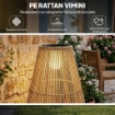 Lampada Solare Impermeabile con Accensione Automatica, in Rattan e Acciaio, 35x35x55 cm, Giallo