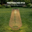 Lampada Solare Impermeabile con Accensione Automatica, in Rattan e Acciaio, 35x35x55 cm, Giallo