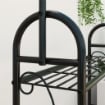 PORTAPIANTE SCAFFALE IN METALLO A 3 LIVELLI CON BARRA APPENDIABITI, NERO